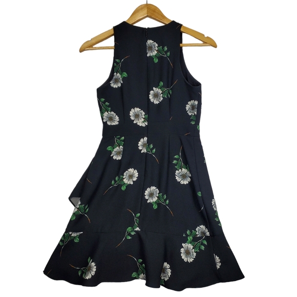 Banana Republic Sleeveless Black Ruffle Faux Wrap Dress Size 00 Petite - Picture 5 of 11